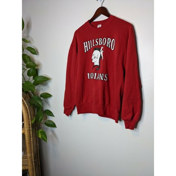 Vintage Red Hillsboro Indiana Jerzees Large L Sweatshirt Made in USA - Picture 1 of 8